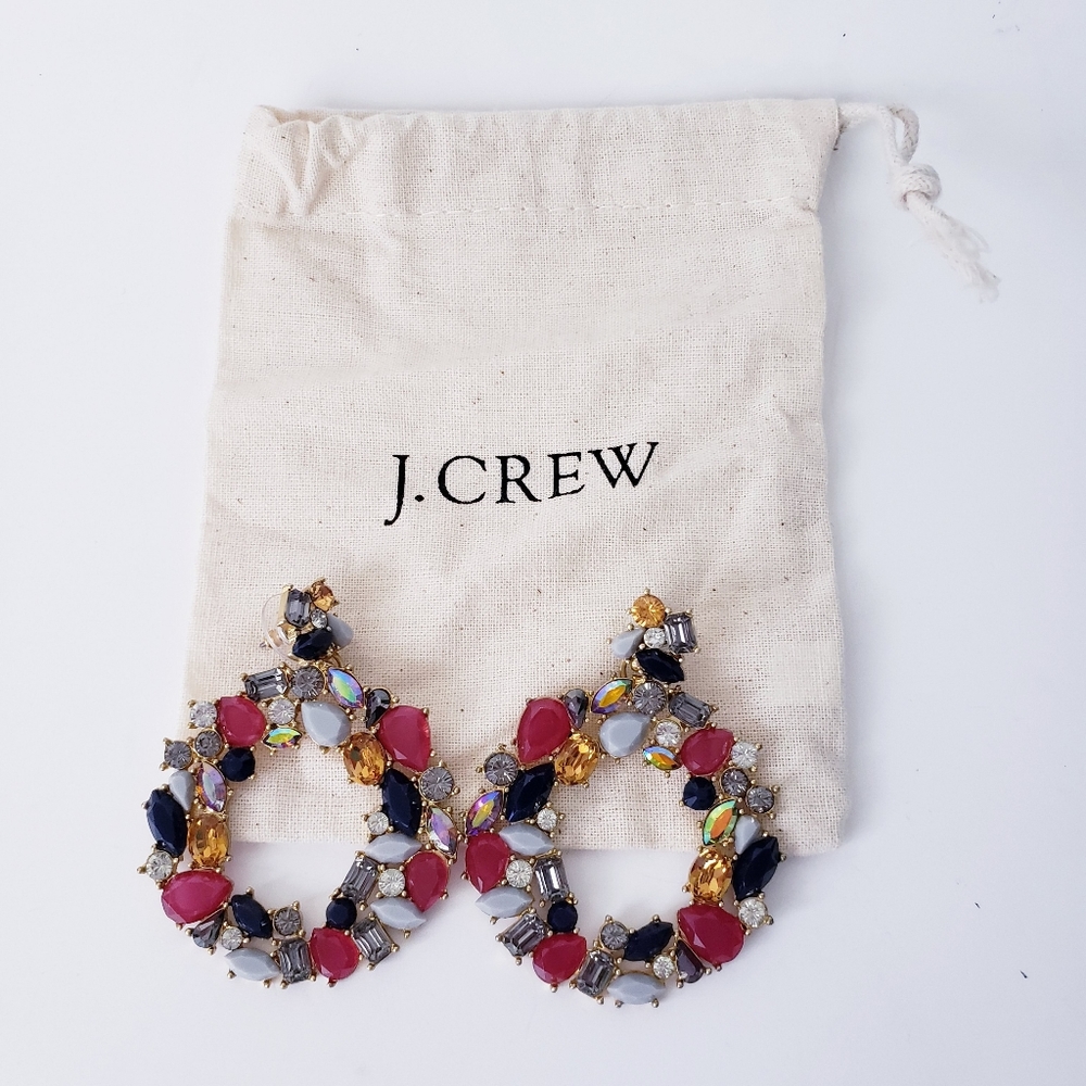 J.Crew Multicolored Rhinestone Wreath Earrings